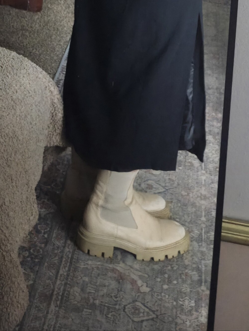 Zara Chelsea Lug-Soled Ankle Boots in Cream